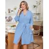 imageEkouaer Women Plus Size Robe Knee Length Lightweight Bathrobe Short Kimono Robes with Pockets Maternity Robe 1X5XLight Blue