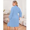 imageEkouaer Women Plus Size Robe Knee Length Lightweight Bathrobe Short Kimono Robes with Pockets Maternity Robe 1X5XLight Blue