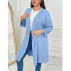 imageEkouaer Women Plus Size Robe Knee Length Lightweight Bathrobe Short Kimono Robes with Pockets Maternity Robe 1X5XLight Blue
