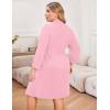 imageEkouaer Women Plus Size Robe Knee Length Lightweight Bathrobe Short Kimono Robes with Pockets Maternity Robe 1X5XLight Pink