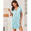 imageEkouaer Women V Neck Button Down NightgownBlue Moon