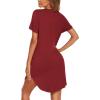 imageEkouaer Women V Neck Button Down NightgownRed
