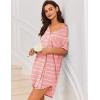 imageEkouaer Women V Neck Button Down NightgownWhite Pink