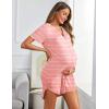 imageEkouaer Women V Neck Button Down NightgownWhite Pink
