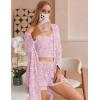 imageEkouaer Womens 3 Piece Waffle Knit Lounge Set Soft Pajama Sets Tank Top and Shorts Cardigan with Pockets SXXLPink Tie Dye