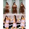 imageEkouaer Womens 3 Piece Waffle Knit Lounge Set Soft Pajama Sets Tank Top and Shorts Cardigan with Pockets SXXLPurple Tie Dye