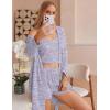 imageEkouaer Womens 3 Piece Waffle Knit Lounge Set Soft Pajama Sets Tank Top and Shorts Cardigan with Pockets SXXLPurple Tie Dye