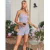 imageEkouaer Womens 3 Piece Waffle Knit Lounge Set Soft Pajama Sets Tank Top and Shorts Cardigan with Pockets SXXLPurple Tie Dye