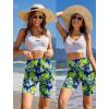 imageEkouaer Womens Board Shorts High Waist Swim Shorts Beach Surf Swimwear Shorts S4XLGreen Leaves