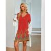 imageEkouaer Womens Button Down Nightgown Short Sleeve Sleepshirt V Neck Night Shirt Soft Pajamas Dress with PocketsFloral Red