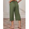 imageEkouaer Womens Capri Pajama Pants Wide Leg Lounge Sleep Pants Soft Comfy Drawstring Pj Bottoms with PocketsArmy Green