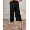 imageEkouaer Womens Capri Pajama Pants Wide Leg Lounge Sleep Pants Soft Comfy Drawstring Pj Bottoms with PocketsBlack