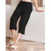 imageEkouaer Womens Capri Pajama Pants Wide Leg Lounge Sleep Pants Soft Comfy Drawstring Pj Bottoms with PocketsBlack
