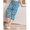 imageEkouaer Womens Capri Pajama Pants Wide Leg Lounge Sleep Pants Soft Comfy Drawstring Pj Bottoms with PocketsBlue Letter