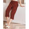 imageEkouaer Womens Capri Pajama Pants Wide Leg Lounge Sleep Pants Soft Comfy Drawstring Pj Bottoms with PocketsBuffalo Plaid