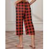 imageEkouaer Womens Capri Pajama Pants Wide Leg Lounge Sleep Pants Soft Comfy Drawstring Pj Bottoms with PocketsBuffalo Plaid
