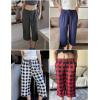imageEkouaer Womens Capri Pajama Pants Wide Leg Lounge Sleep Pants Soft Comfy Drawstring Pj Bottoms with PocketsCheckered