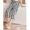 imageEkouaer Womens Capri Pajama Pants Wide Leg Lounge Sleep Pants Soft Comfy Drawstring Pj Bottoms with PocketsCheckered