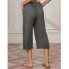 imageEkouaer Womens Capri Pajama Pants Wide Leg Lounge Sleep Pants Soft Comfy Drawstring Pj Bottoms with PocketsDark Gray