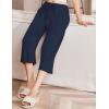 imageEkouaer Womens Capri Pajama Pants Wide Leg Lounge Sleep Pants Soft Comfy Drawstring Pj Bottoms with PocketsNavy Blue