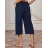 imageEkouaer Womens Capri Pajama Pants Wide Leg Lounge Sleep Pants Soft Comfy Drawstring Pj Bottoms with PocketsNavy Blue