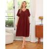 imageEkouaer Womens House Dress with PocketsWine Red
