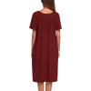 imageEkouaer Womens House Dress with PocketsWine Red