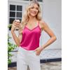 imageEkouaer Womens Lace Silk Satin Pajama Tank Tops V Neck Camisole Soft Spaghetti Strap Tops Loose Sleepwear S3XLBlack  Rose Red