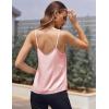 imageEkouaer Womens Lace Silk Satin Pajama Tank Tops V Neck Camisole Soft Spaghetti Strap Tops Loose Sleepwear S3XLMisty Rose