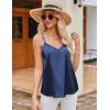 imageEkouaer Womens Lace Silk Satin Pajama Tank Tops V Neck Camisole Soft Spaghetti Strap Tops Loose Sleepwear S3XLWhite  Navy Blue