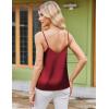 imageEkouaer Womens Lace Silk Satin Pajama Tank Tops V Neck Camisole Soft Spaghetti Strap Tops Loose Sleepwear S3XLWhite  Wine Red