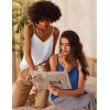 imageEkouaer Womens Lace Silk Satin Pajama Tank Tops V Neck Camisole Soft Spaghetti Strap Tops Loose Sleepwear S3XLWhite