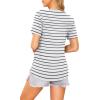imageEkouaer Womens Maternity Shirts Short Sleeves Nursing Tops 3 Pack Double Laye Breastfeeding Tees Pregnancy Clothes SXXL3pcs Deep Grey  Floral Grey  Stripe Black  White