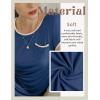 imageEkouaer Womens Nightgown Sleep Shirt Dress Satin Patchwork Short Sleeve Sleepwear with PocketBlue