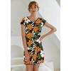 imageEkouaer Womens Nightgown Sleep Shirt Dress Satin Patchwork Short Sleeve Sleepwear with PocketFlower Print