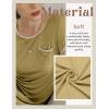 imageEkouaer Womens Nightgown Sleep Shirt Dress Satin Patchwork Short Sleeve Sleepwear with PocketKhaki