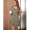 imageEkouaer Womens Nightgown Sleep Shirt Dress Satin Patchwork Short Sleeve Sleepwear with PocketKhaki Leopard