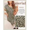 imageEkouaer Womens Nightgown Sleep Shirt Dress Satin Patchwork Short Sleeve Sleepwear with PocketKhaki Leopard
