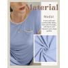 imageEkouaer Womens Nightgown Sleep Shirt Dress Satin Patchwork Short Sleeve Sleepwear with PocketLight Blue