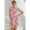 imageEkouaer Womens Nightgown Sleep Shirt Dress Satin Patchwork Short Sleeve Sleepwear with PocketPink Donut Print