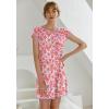 imageEkouaer Womens Nightgown Sleep Shirt Dress Satin Patchwork Short Sleeve Sleepwear with PocketPink Flower