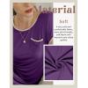 imageEkouaer Womens Nightgown Sleep Shirt Dress Satin Patchwork Short Sleeve Sleepwear with PocketPurple