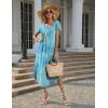 imageEkouaer Womens Nightgowns Long Sleepshirt Short Flare Sleeve Sleepwear Soft Night Shirts with Pockets M3XLTeal Tiedye