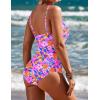 imageEkouaer Womens One Piece Swimsuit Ruched Tummy Control Bathing Suits Vintage Retro Push Up SwimwearFlower Blue Pink