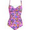 imageEkouaer Womens One Piece Swimsuit Ruched Tummy Control Bathing Suits Vintage Retro Push Up SwimwearFlower Blue Pink
