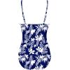 imageEkouaer Womens One Piece Swimsuit Ruched Tummy Control Bathing Suits Vintage Retro Push Up SwimwearNavy White Leaves