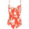 imageEkouaer Womens One Piece Swimsuit Ruched Tummy Control Bathing Suits Vintage Retro Push Up SwimwearOrange Floral