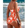 imageEkouaer Womens One Piece Swimsuit Ruched Tummy Control Bathing Suits Vintage Retro Push Up SwimwearOrange Floral