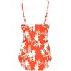 imageEkouaer Womens One Piece Swimsuit Ruched Tummy Control Bathing Suits Vintage Retro Push Up SwimwearOrange Floral