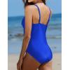 imageEkouaer Womens One Piece Swimsuit Ruched Tummy Control Bathing Suits Vintage Retro Push Up SwimwearSnorkel Blue